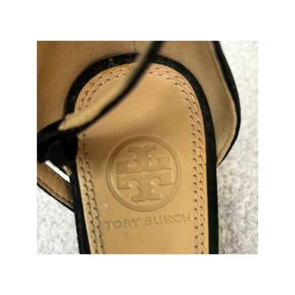Tory Burch Black Faux Suede Open Toe Heels Size 8.5 #49487 - Picture 7 of 7